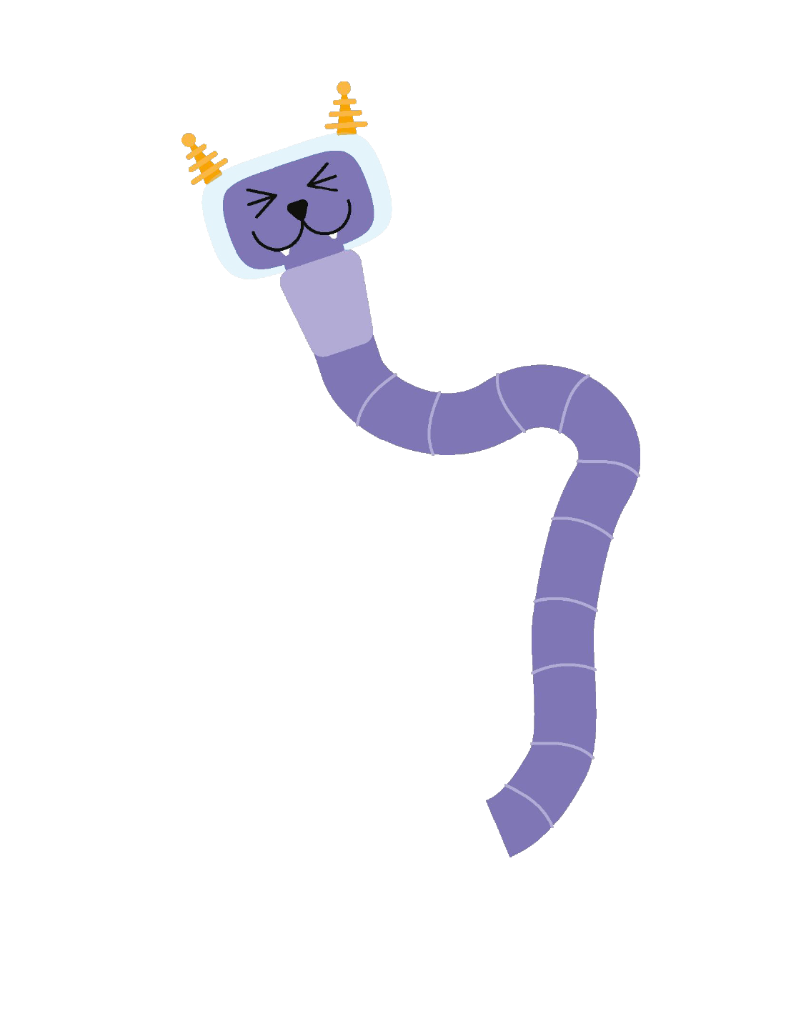Paarse worm mascotte